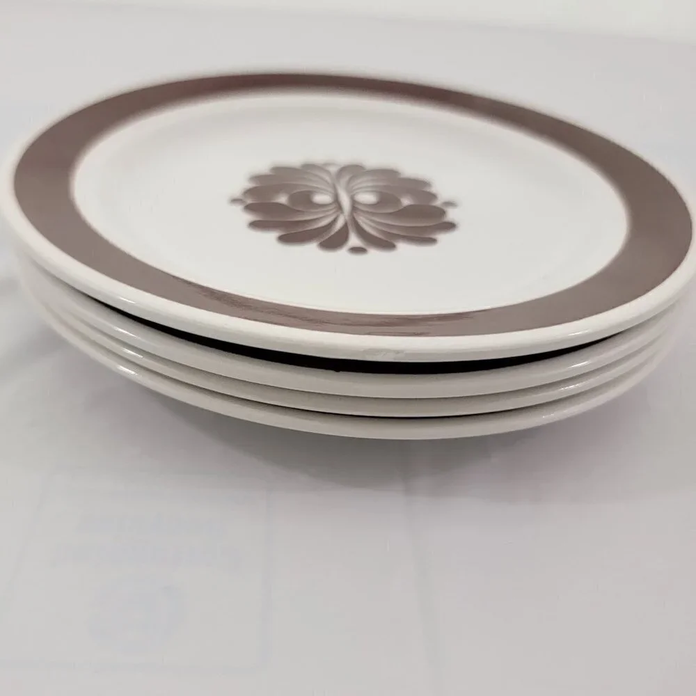 Vtg Egersund Norway TANA Brown Retro Appetizer Dessert Bread & Plates – Set of 4